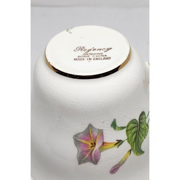 Regency Genuine Bone China Gold Trim Teacup: Rare Collectible Floral Design - Picture 9 of 14